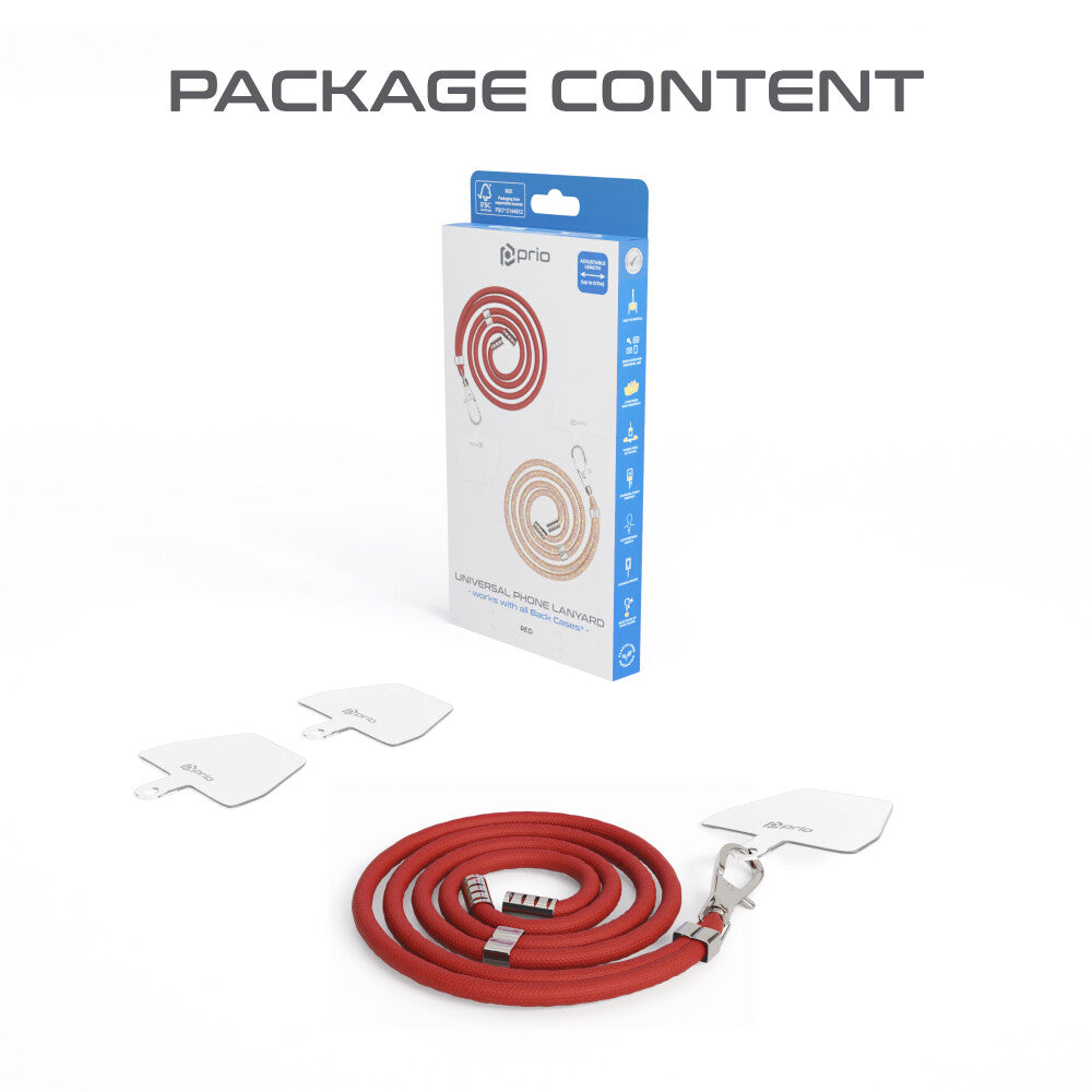 prio Universelles Handy-Umhängeband 0.7m rot