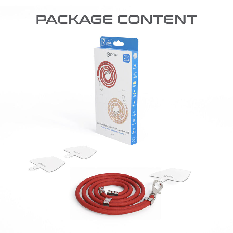 prio Universelles Handy-Umhängeband 0.7m rot
