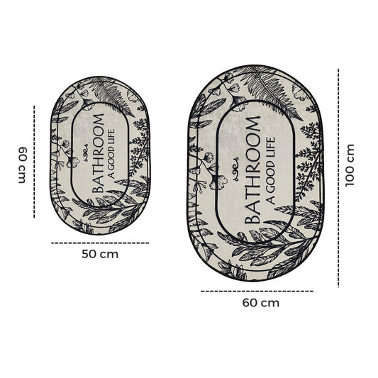 Miqna 2-tlg. rutschfestes Badteppich Set , waschbar (60x100 & 50x60 cm)