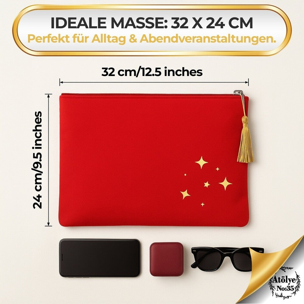 Kulturtasche Damen, Kosmetiktasche Rot, 32x24 cm