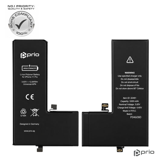prio Hochleistungsakku für iPhone 11 Pro (3300 mAh) - Universal APN -