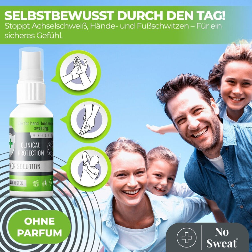 No Sweat Antitranspirant Spray 50 ml – Extra Stark, 7 Tage Schutz gegen Schwitzen x3