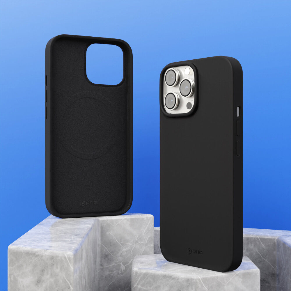 prio Silikonschutzhülle MAG für iPhone 15 Pro Max (6,7 Zoll) schwarz