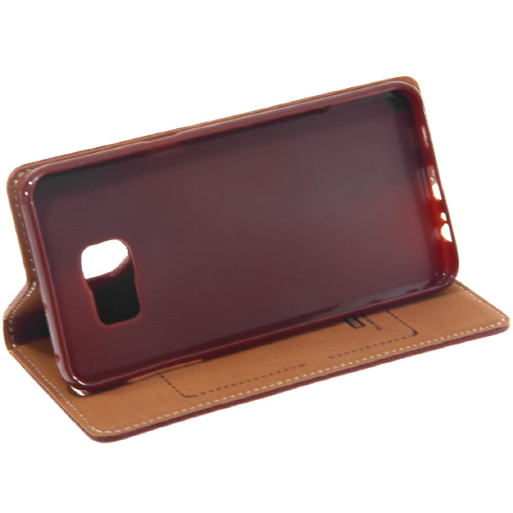 Book Case Handyhülle für Samsung Galaxy S6 Edge Plus Braun