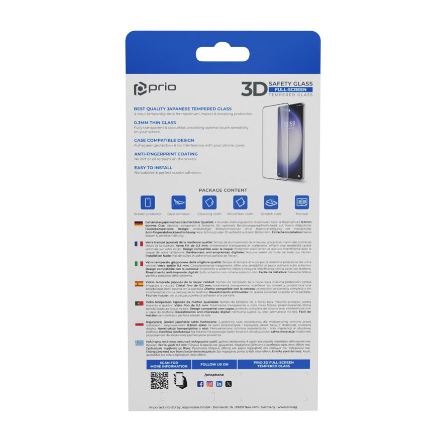 prio 3D Panzerglas Schutzfolie für Samsung S24 FE schwarz