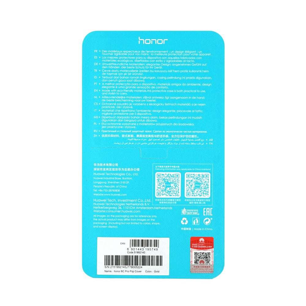Original Flip Handyhülle für Huawei Honor 6C Pro Gold 51992143