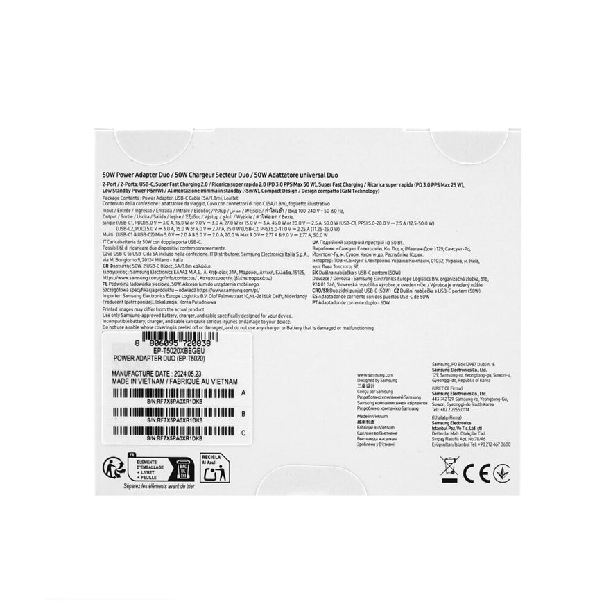 Original Samsung 50W Schnellladegerät für USB-C Power Adapter EP-T5020XBEGEU