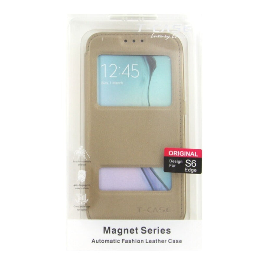 Lux Magnet Flip Handyhülle für Samsung S6 Edge Gold