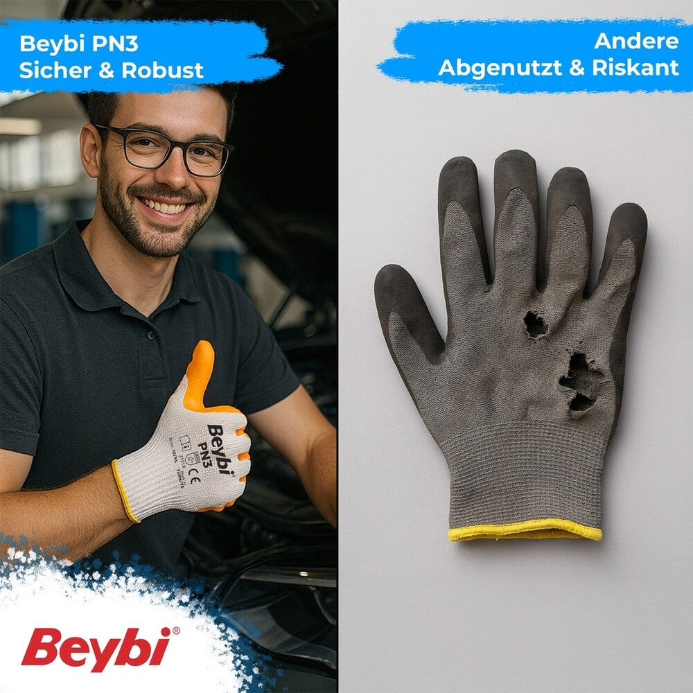 12 Paar Arbeitshandschuhe, Polyester, Gelb und Weiß