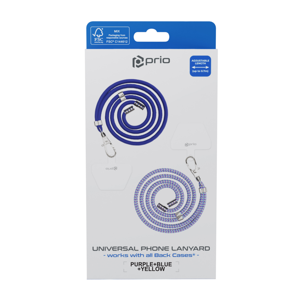 prio Universelles Handy-Umhängeband 0,7 m lila+blau+gelb