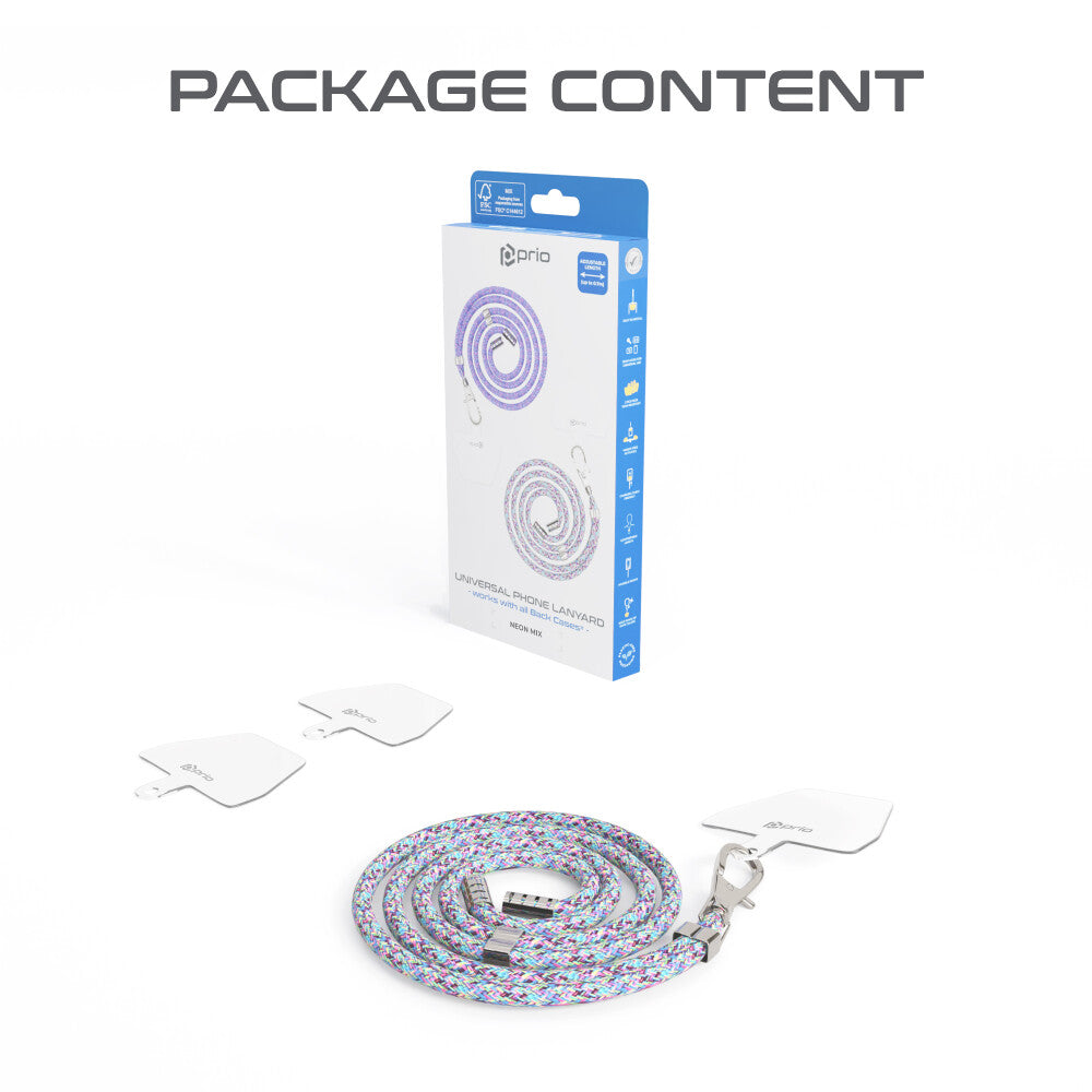 prio Universelles Handy-Umhängeband 0.7m neon mix