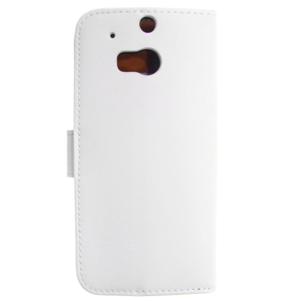 Book Case Handyhülle für HTC M8 Weiß Schutz Tasche