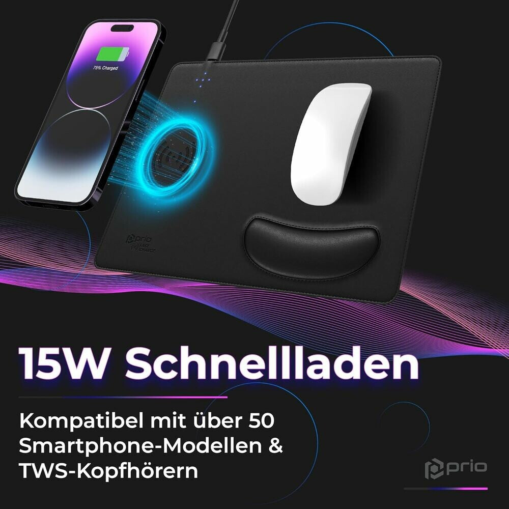 prio Schnelllade Mauspad 15 W (USB C) schwarz