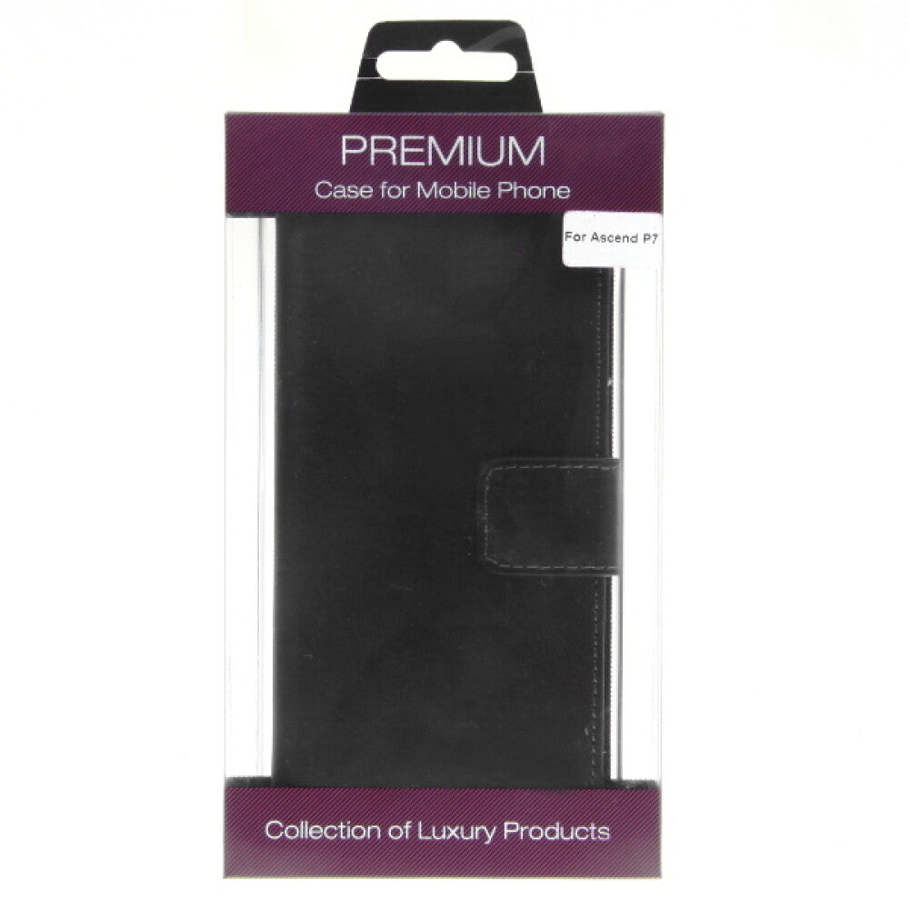 Book Case Handyhülle für Huawei P7 Schwarz Leder 4250710553983