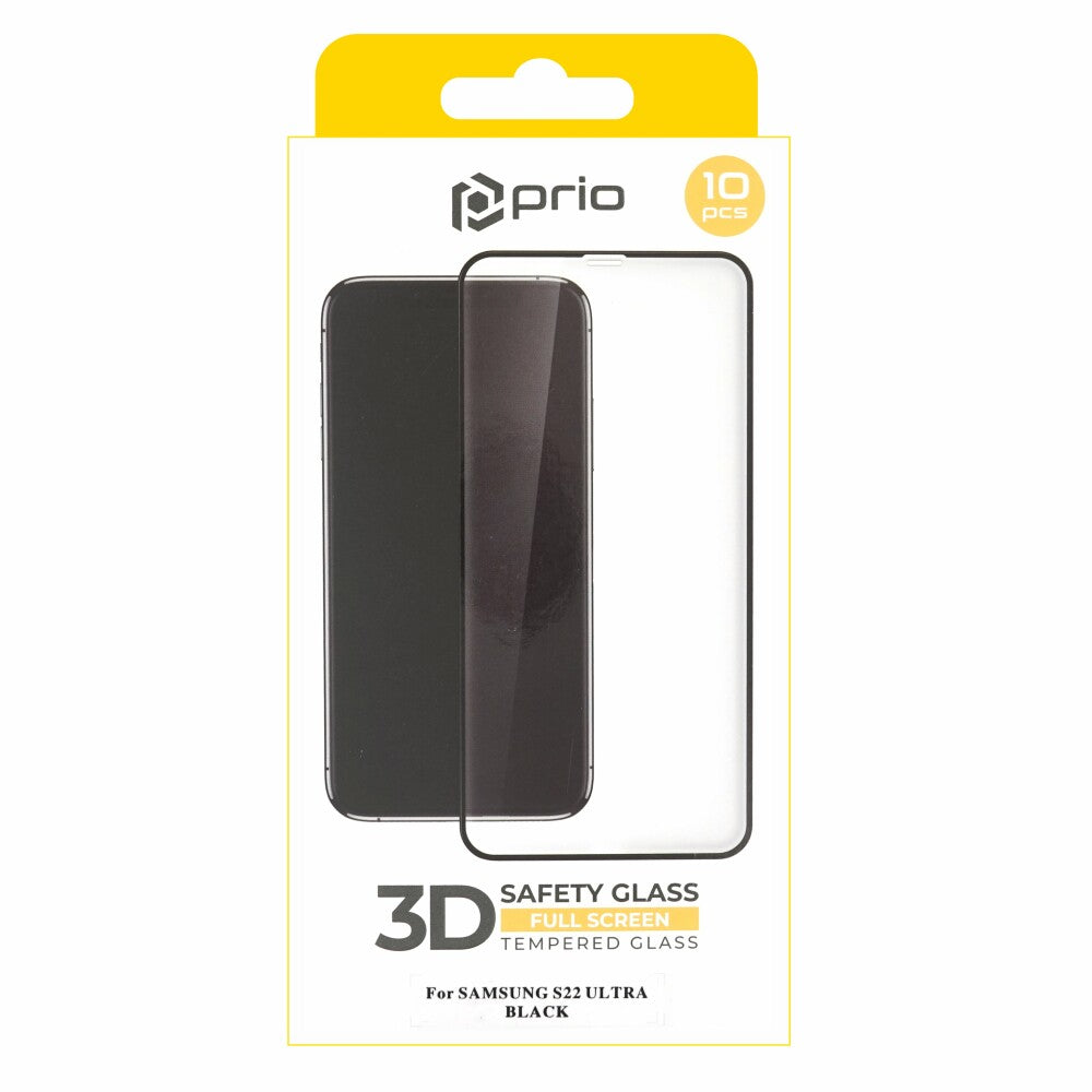 prio 10x 3D Displayschutzglas für Samsung S22 Ultra schwarz