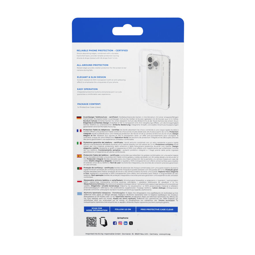 prio Schutzhülle für iPhone 16 Pro Max (6,9 Zoll) klar