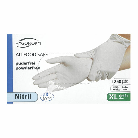 Hygonorm Allfood Safe Nitril, 250 Stück, Größe XL, weiß