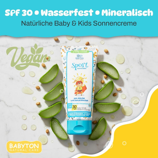 Babyton Mineralische Sport-Sonnencreme für Babys und Kinder LSF 30 100 ml