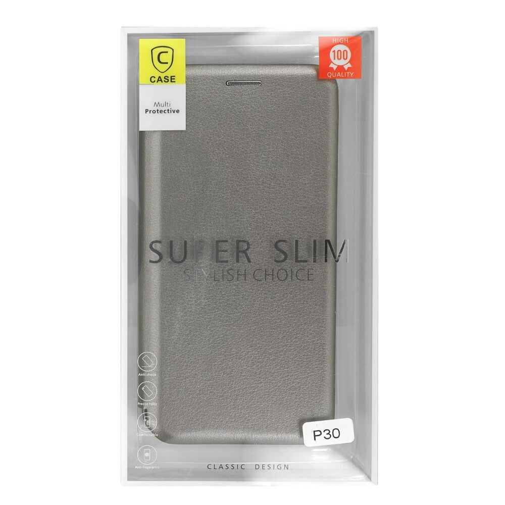 Flip Schutzhülle für Huawei P30 Grau Handyhülle Tasche Schutz Case cnt1276