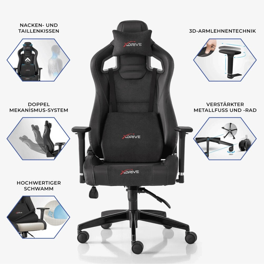 xDrive Gaming Stuhl für Profis, Ergonomischer Bürostuhl, 150 KG Tragfähigkeit