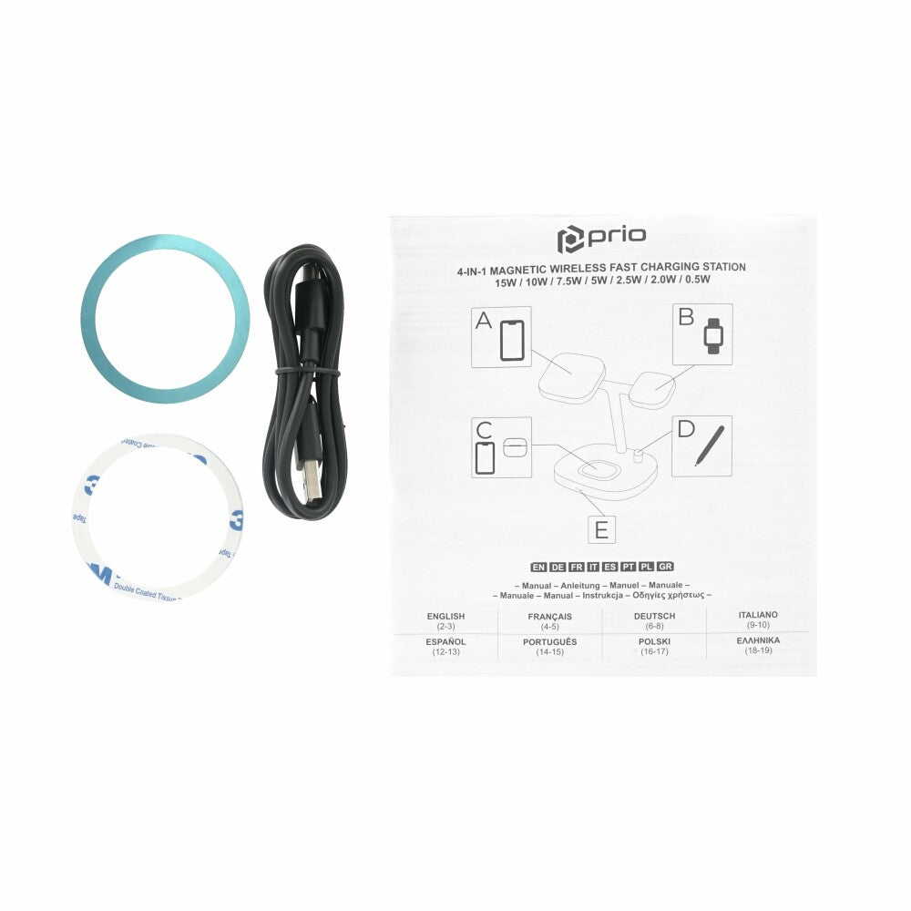prio 4 in 1 magnetischer kabelloser Ladeständer (15 W)