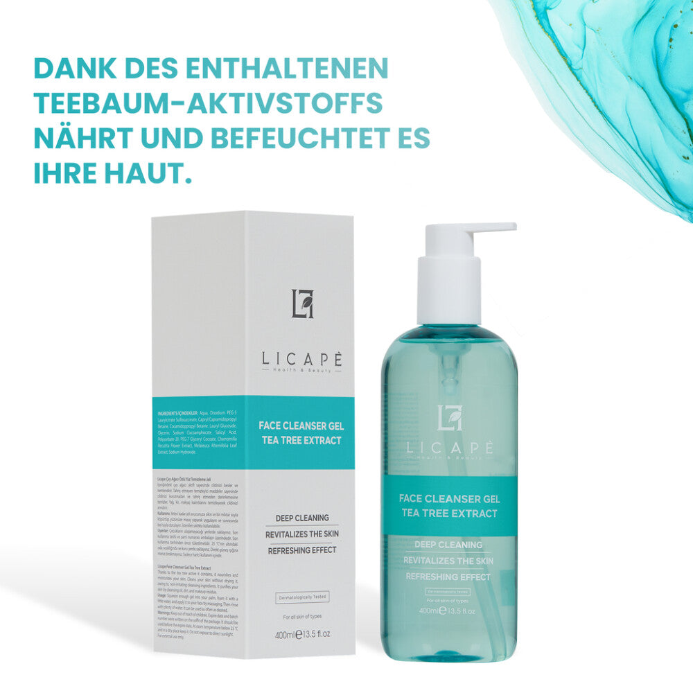 Tea Tree Gesichtsreinigungsgel 400 ml - Sanfte Tiefenreinigung & Feuchtigkeit