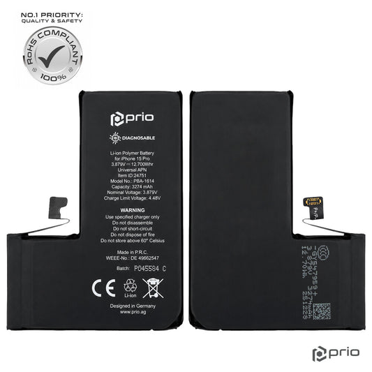 prio Diagnosefähiger Akku für iPhone 15 Pro