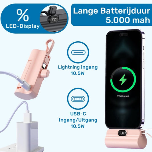 UFUZON Mini Powerbank 5k mah-Rosa