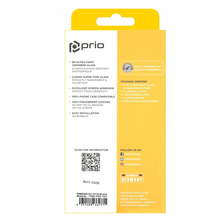 prio 10x 3D screen protector glass for Samsung S21 FE 5G black