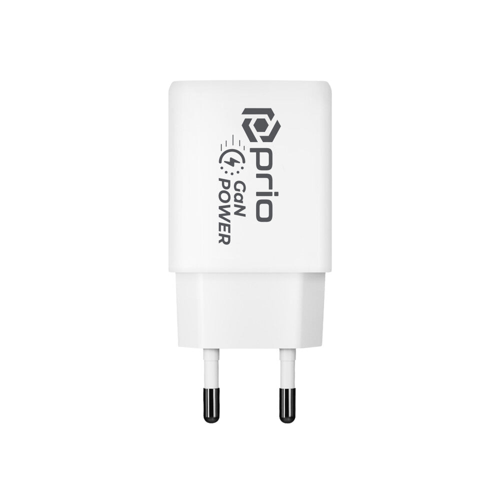 prio Wandladegerät GaN Power 45W PD PPS (USB C) + QC 3.0 (USB A) weiß