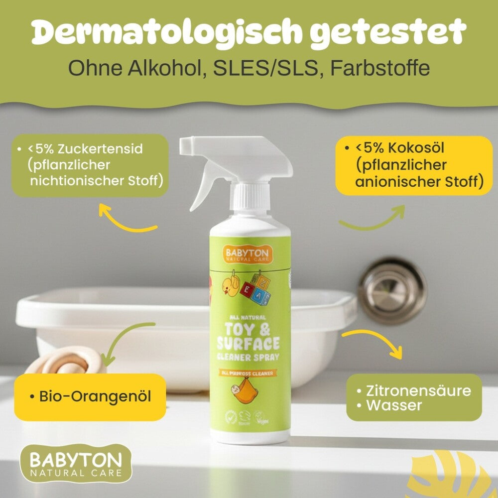 Babyton Spielzeug- und Oberflächenreiniger, natürliches Spray, 500 ml