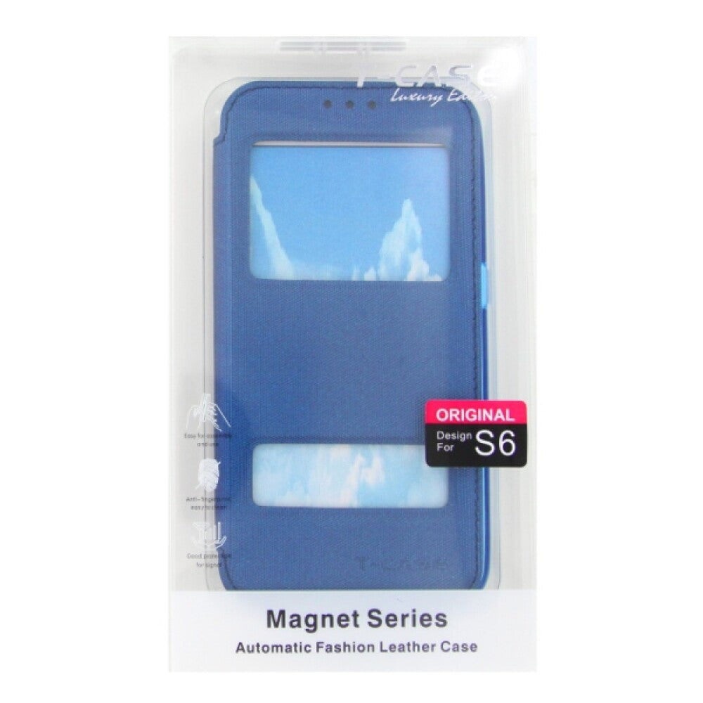 Flip Case Handyhülle für Samsung Galaxy S6 Blau Schutz Tasche