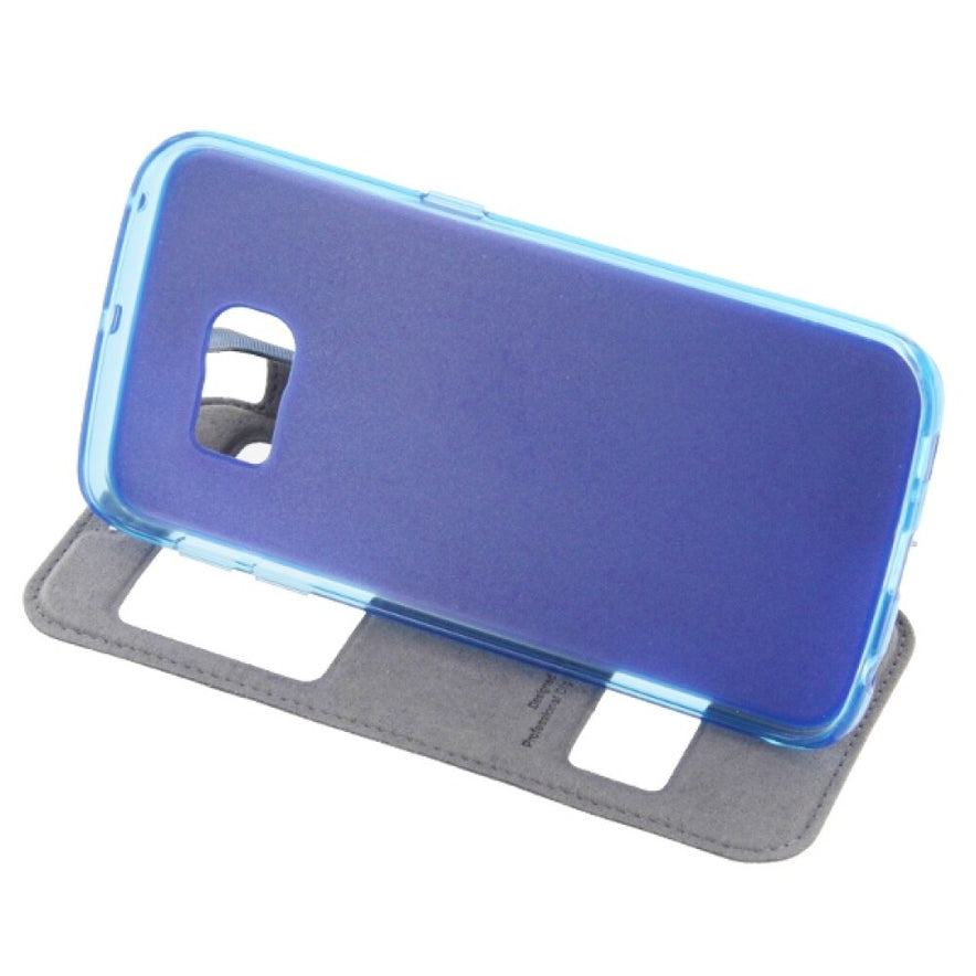 Flip Handyhülle für Samsung S6 Edge Blau Schutz Tasche