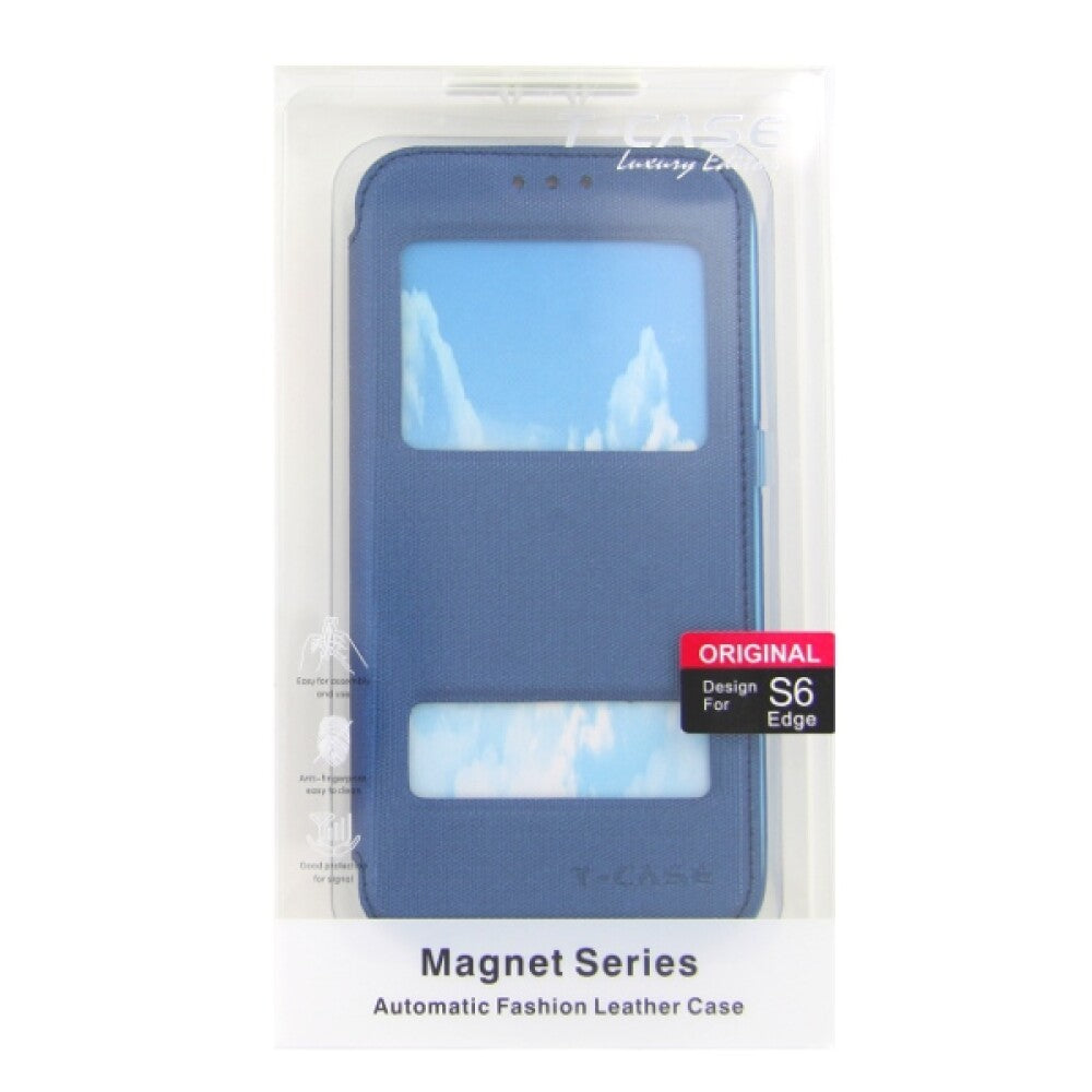 Flip Handyhülle für Samsung S6 Edge Blau Schutz Tasche
