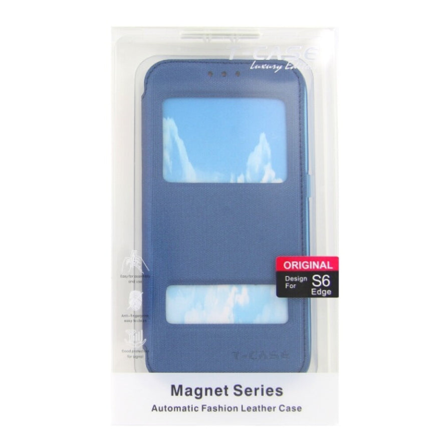 Flip Handyhülle für Samsung S6 Edge Blau Schutz Tasche