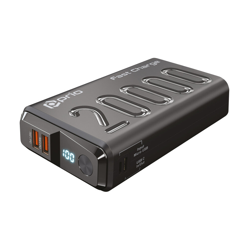 prio Schnelllade (22.5W SCP / 20W PD / QC3.0 ) Powerbank 20.000mAh schwarz