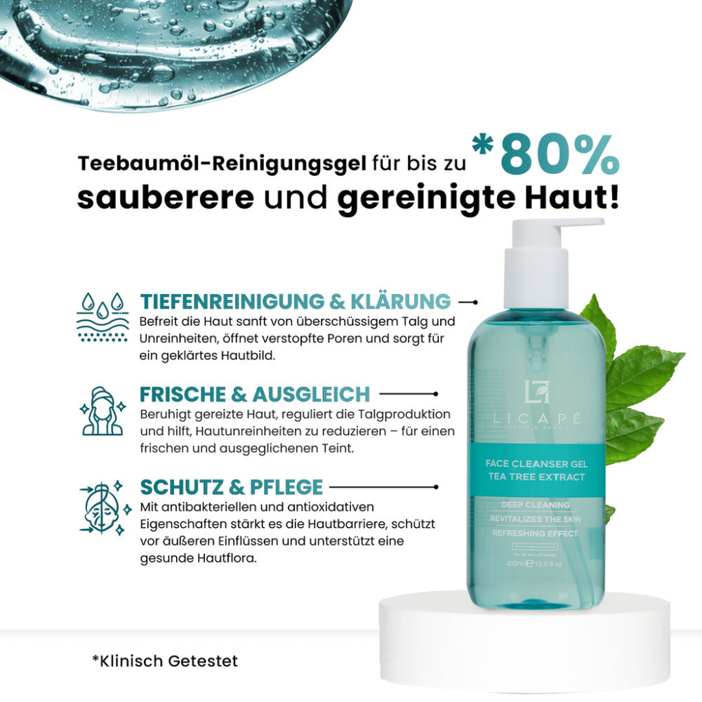 Tea Tree Gesichtsreinigungsgel 400 ml - Sanfte Tiefenreinigung & Feuchtigkeit