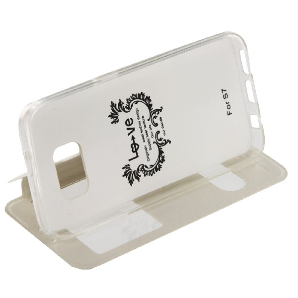 Flip Cover Handyhülle für Samsung Galaxy S7 Weiß Schutz Case