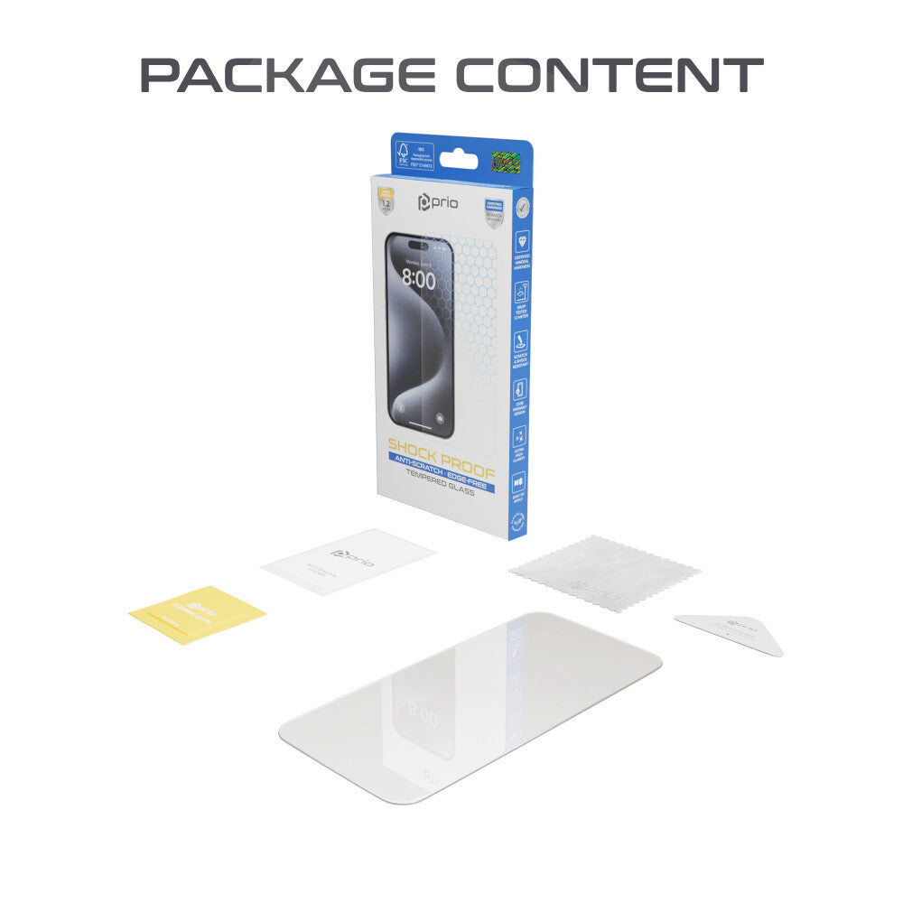 prio Shock Proof Displayschutzglas für iPhone 16 Plus/15 Plus/15 Pro Max (6,7 Zoll) klar