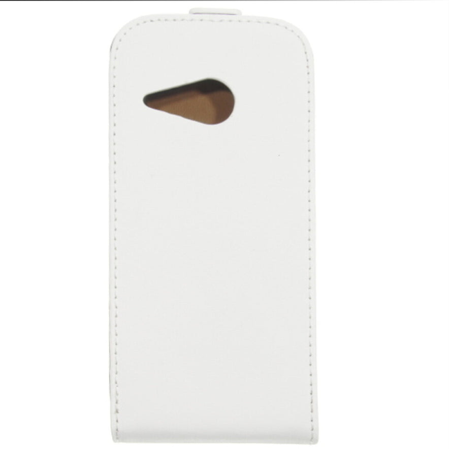 Slim Leder Flip Hülle für HTC M8 Mini Weiß Handy Schutzhülle Case 4250710553969