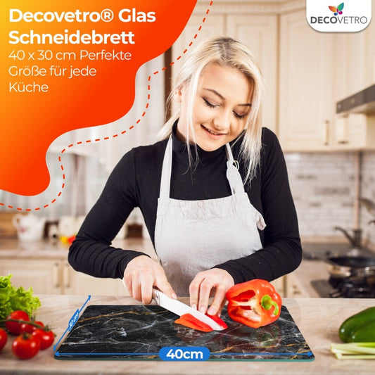 Decovetro Schneidebrett Glas |40x30cm | Glasschneidebrett | Leicht zu reinigen