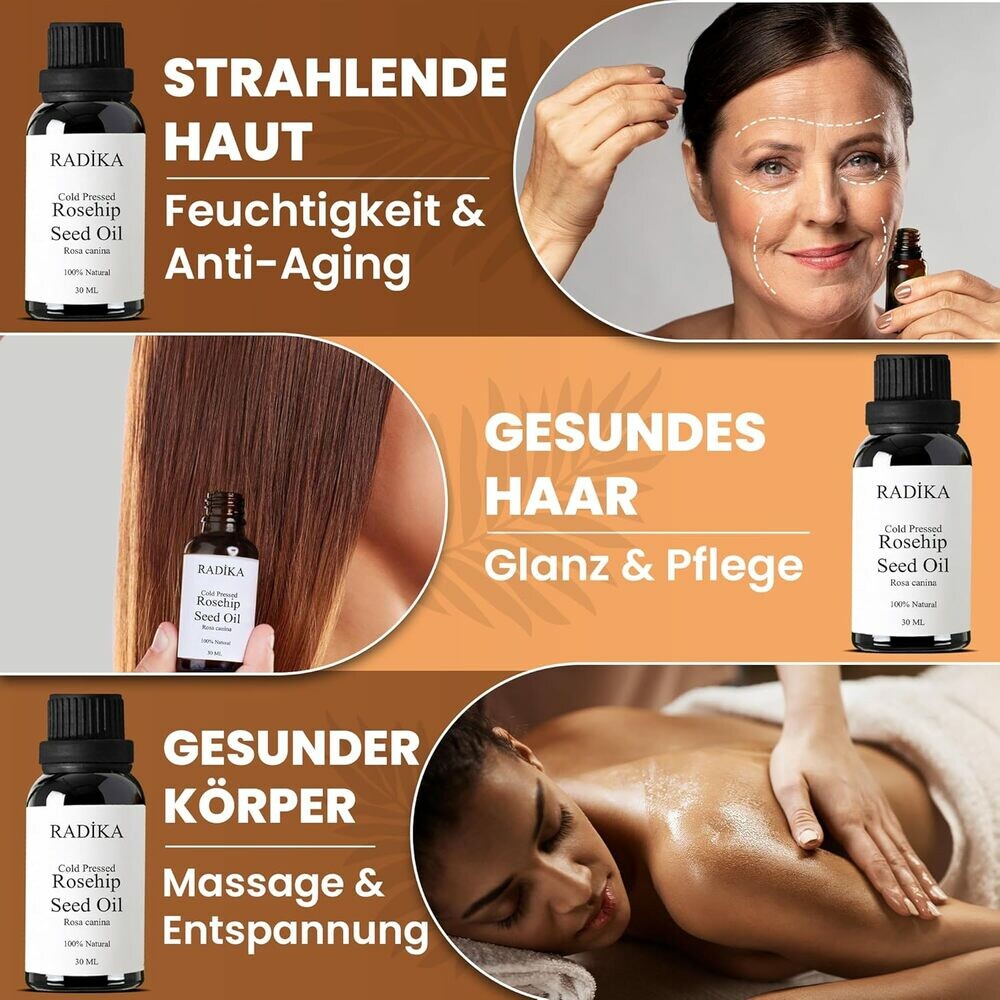 Hagebuttenöl, Kaltgepresst, 100% Rein, BIO, natürlich, 30 ml
