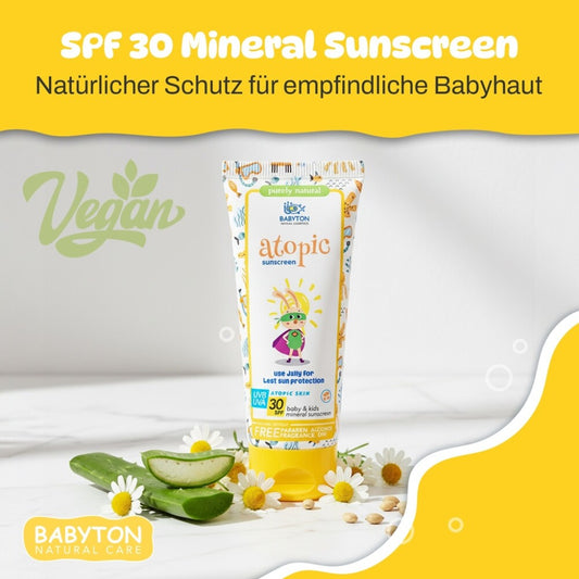 Babyton Mineralische Sonnencreme für Babys und Kinder mit atopischer Wirkung, LSF 30, 100 ml