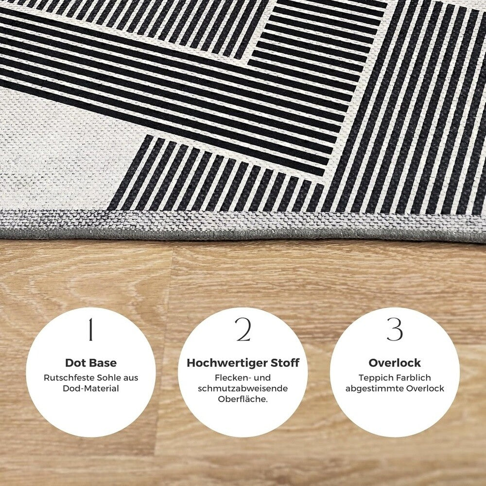 Miqna 2-tlg. rutschfestes Badteppich Set , waschbar (60x100 & 50x60 cm)