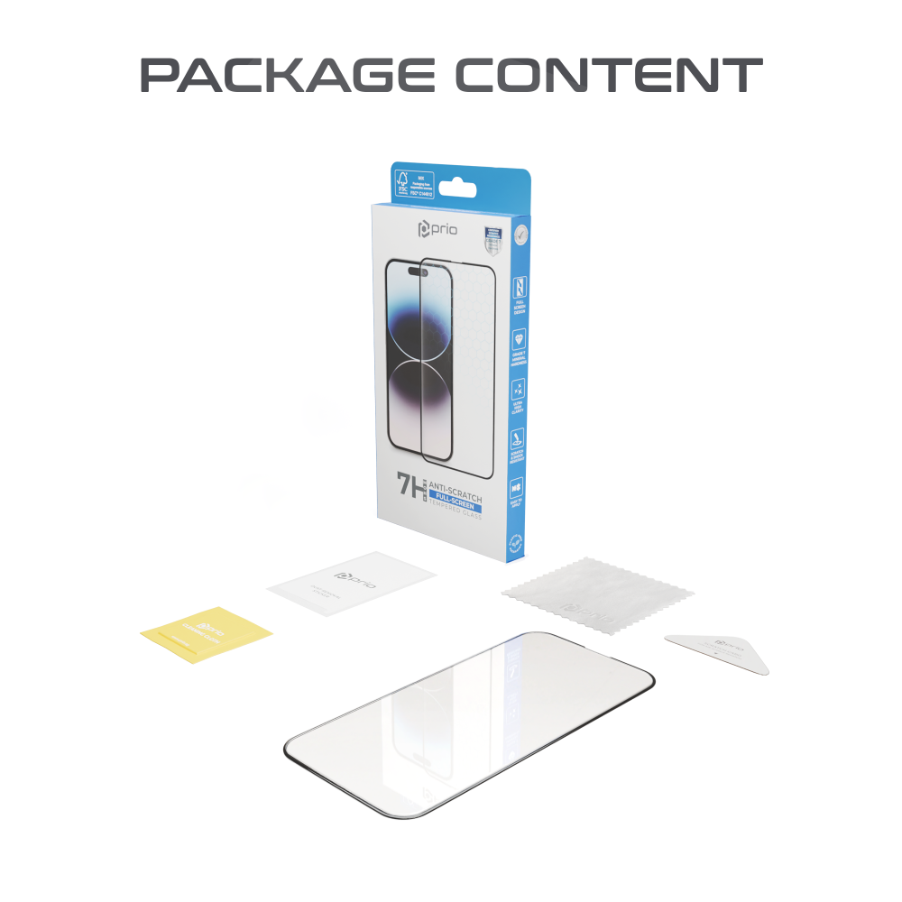 prio 3D Anti-Scratch Displayschutzglas für iPhone 15 Pro Max (6.7in) schwarz