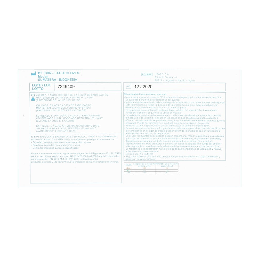 Guantes Examen Latex Gloves, powder-free, 100 pieces, size L, white