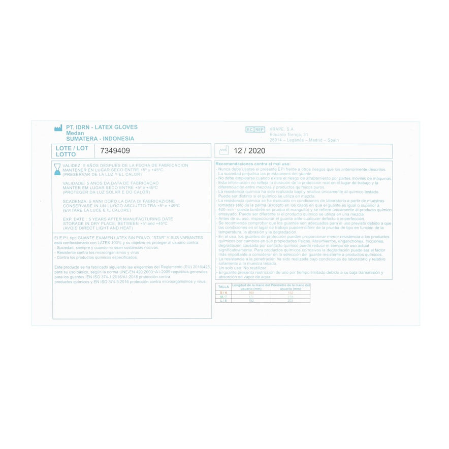 Guantes Examen Latex Gloves, powder-free, 100 pieces, size L, white