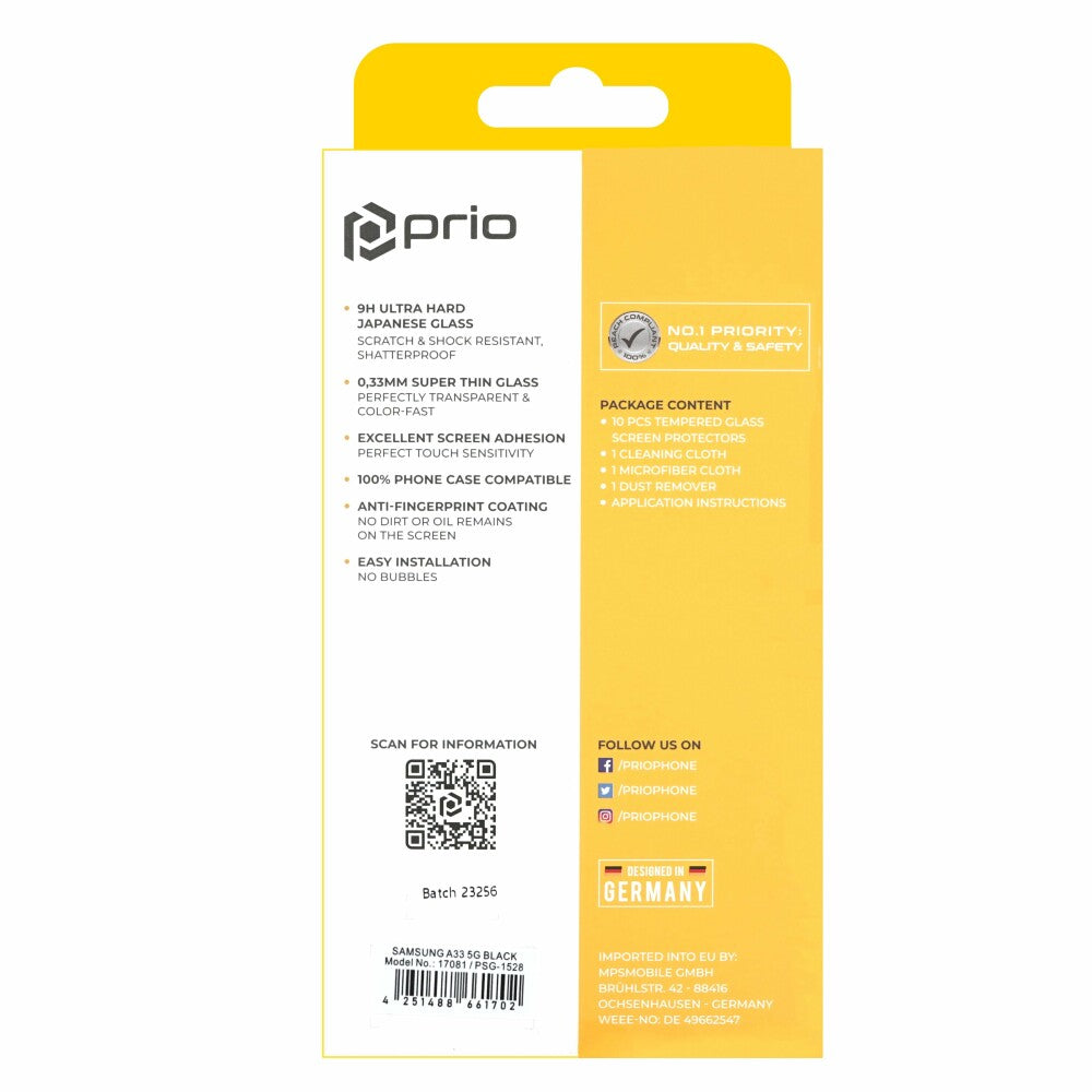 prio 10x 3D Displayschutzglas für Samsung A33 5G schwarz