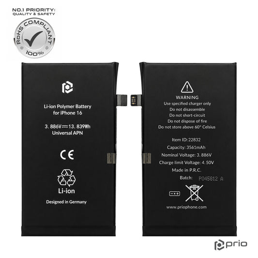 prio Akku für iPhone 16 (Universal APN)