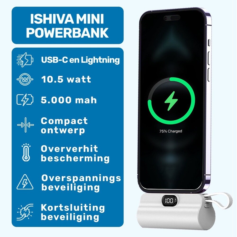 UFUZON Mini Powerbank 5k mah-Weiß